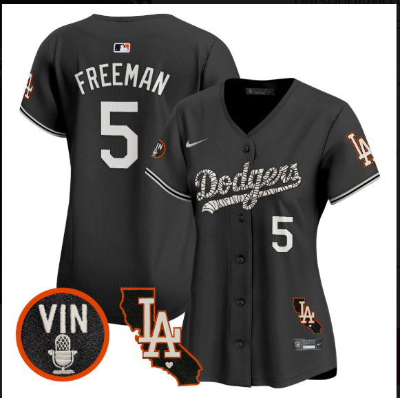 Women Los Angeles Dodgers #5 Freeman 2025 black Limited Stitched Jersey->women mlb jersey->Women Jersey
